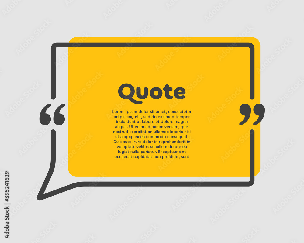 Quote rectangle text with bracket, vector banner Quote rectangle text with bracket, vector banner