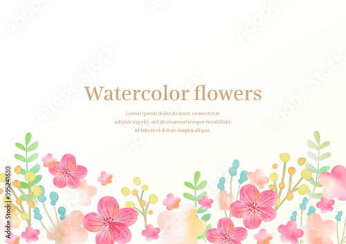 watercolor plum flower frame 水彩ベクターの梅のフレーム