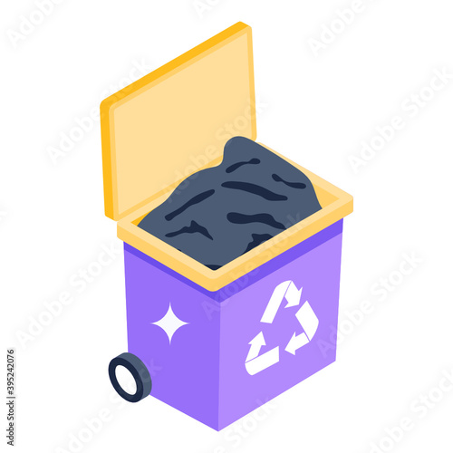 
Three arrows on garbage bin, vector design of recycle trash  
