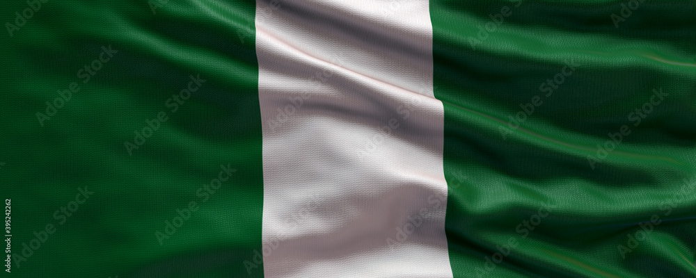 Waving flag of Nigeria - Flag of Nigeria - 3D flag background Waving flag of Nigeria - Flag of Nigeria - 3D flag background