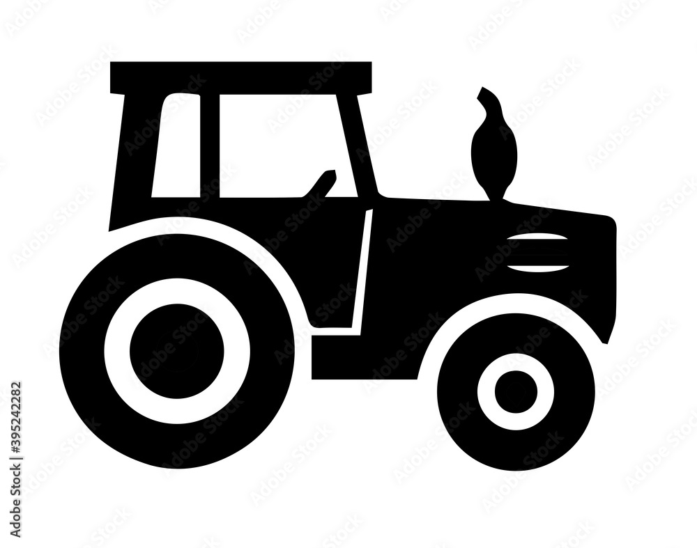 Tractor silhouette on white background