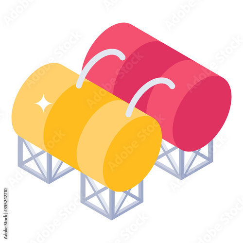 
Liquid storage reservoir, isometric icon of water cistern 
