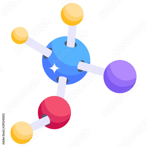 
Icon of molecules in modern isometric style 
