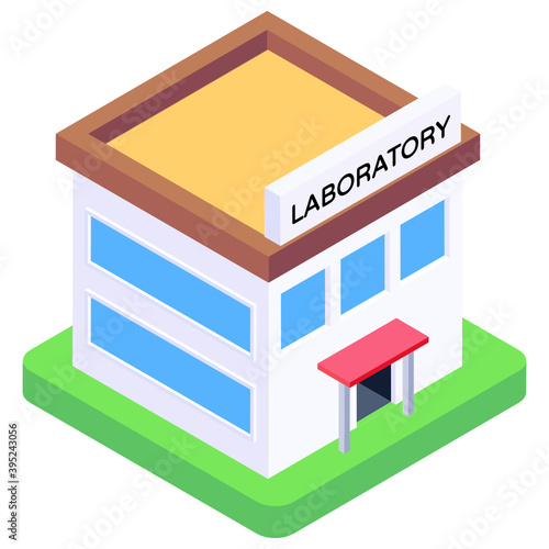
Isometric icon of a hospital, dispensary
