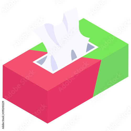 
Hygiene accessory, isometric icon of tissue box 

