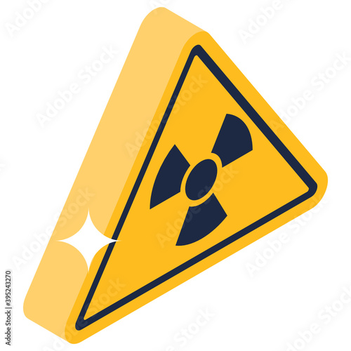 
Danger sign inside a triangle, isometric icon 
