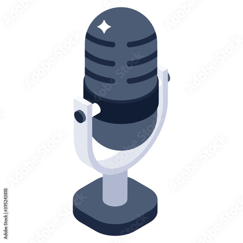 
Voice recording microphone in isometric icon 
