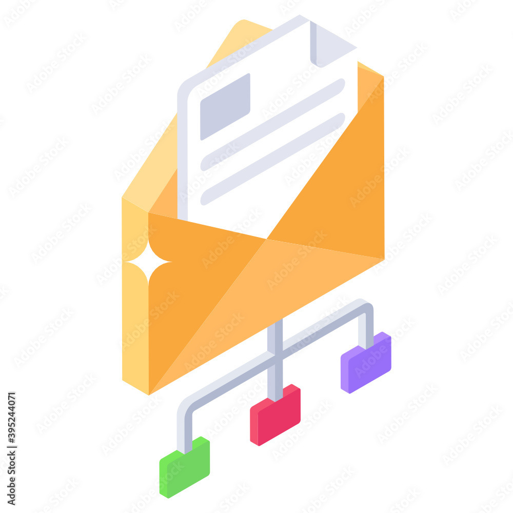 An icon of mail network, isometric design
An icon of mail network, isometric design