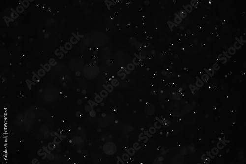 snow black background abstract texture, snowflakes falling in the sky overlay