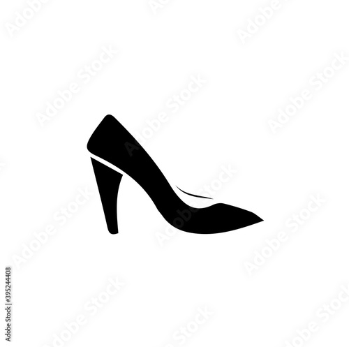 Silhouette of high heels shoes on white background