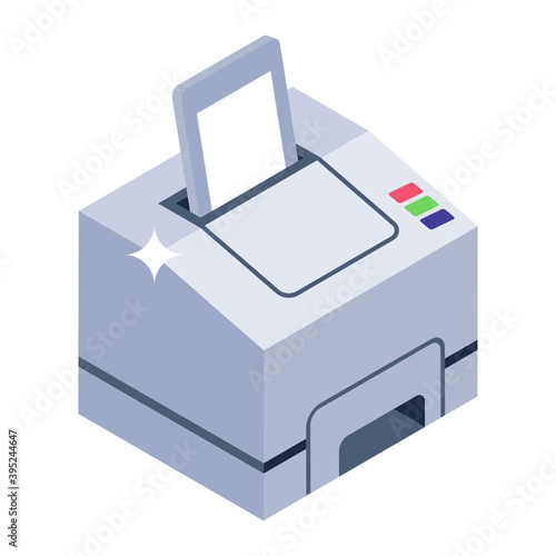  Isometric vector design of a printing machine, isometric style 