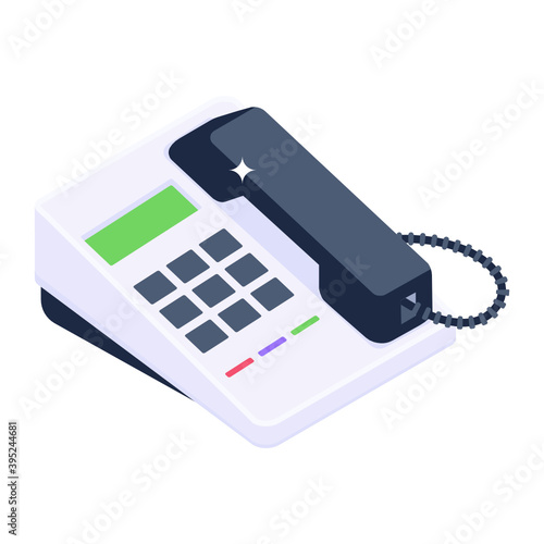 
A vector design of landline, isometric icon of vintage telephone 
