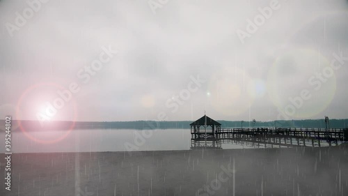 It's raining on the beach