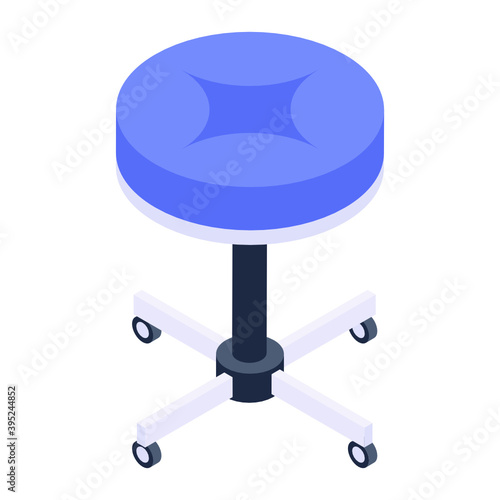 
Revolving stool isometric icon of office swivel stool 
