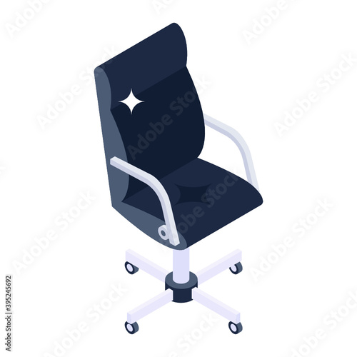 
Revolving seat, isometric icon of office chair 
