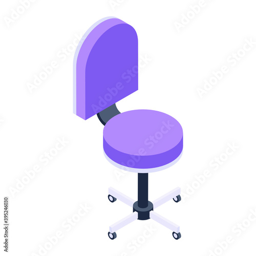 
Revolving seat, isometric icon of swivel chair 
