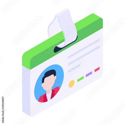 
Employee id card vector in modern isometric style, biodata card 
