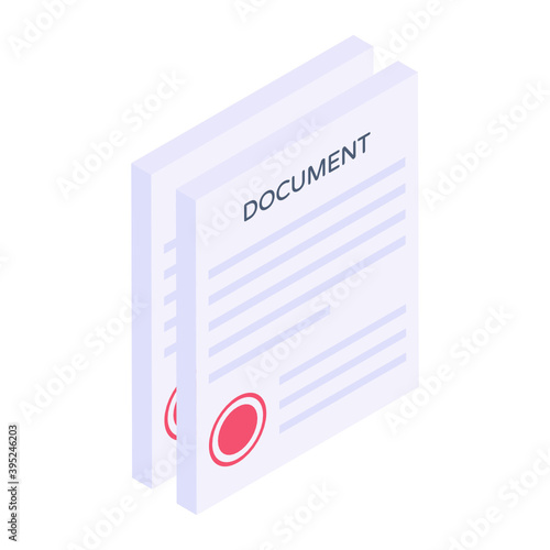 
Vector design of documents in modern isometric style, paper sheets 

