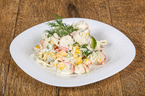 Russian traditional Crab stick salad