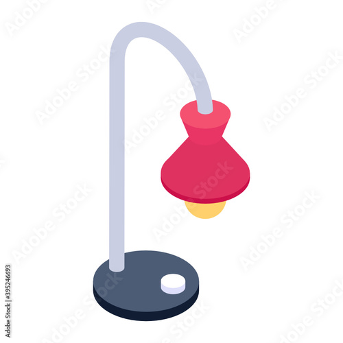 
Office electronics, desk lamp icon of  isometric style 
