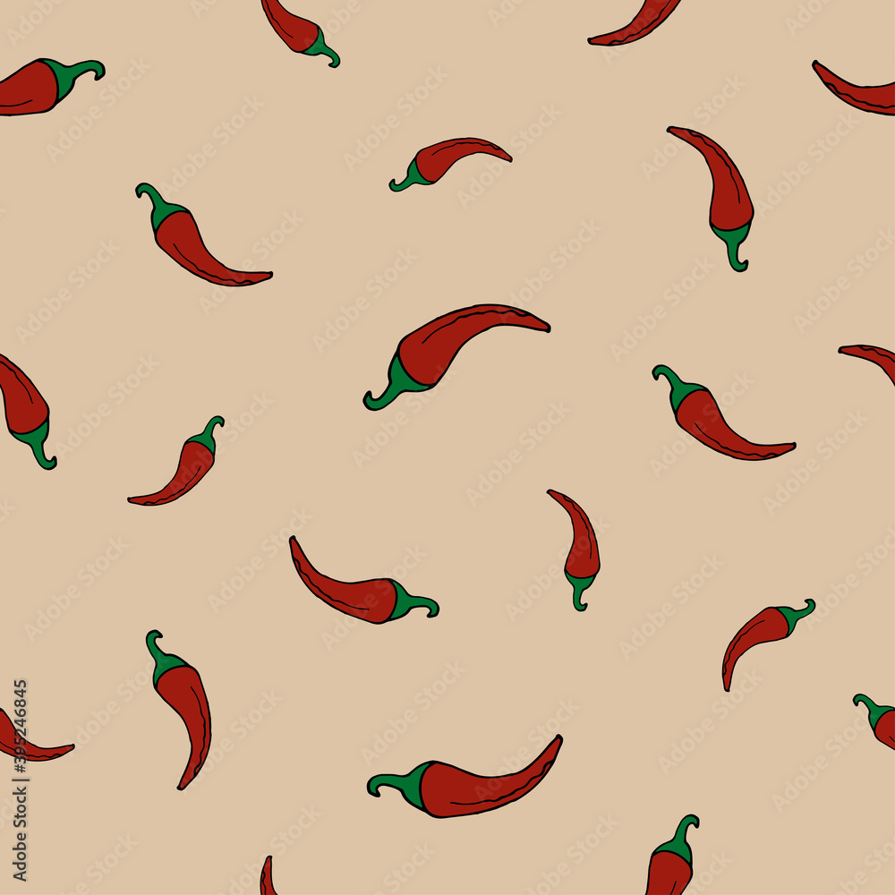 Seamless pepper pattern. Vector illustration on rose background. Seamless pepper pattern. Vector illustration on rose background.