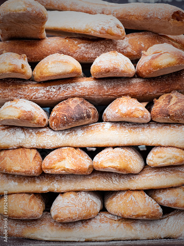 Hand made fresh bread loaves on sale at an Artisan market in England