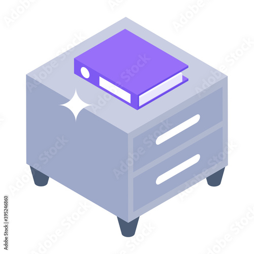 
A steel chest of drawers, isometric icon of office cabinet 
