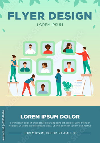 Employers choosing candidates for job interview. HR professionals analyzing applicant or employee profiles. Vector illustration for recruit agency, career, business, employment concept