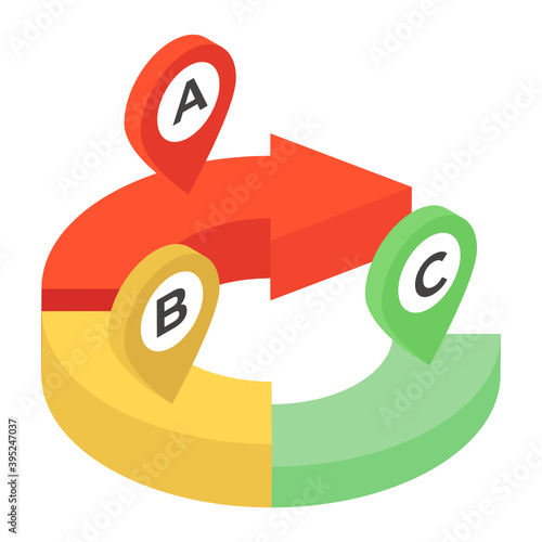 
Pie chart with percentage, percentage chart isometric icon
