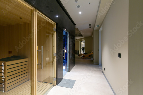 Sauna interior in spa wellness