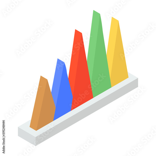 
A mountain chart isometric icon
