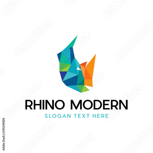 Free Download Colorful Rhino polygon logo template, rhino polygonal origami colorful logo template design - GFXLoad