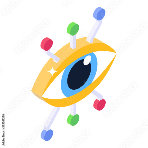 
A mechanical eye in isometric design, cyber eye 
