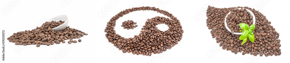 Set of brazilian coffee on a white background Set of brazilian coffee on a white background