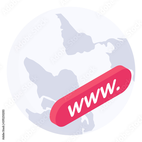 Trendy icon of web domain in isometric design