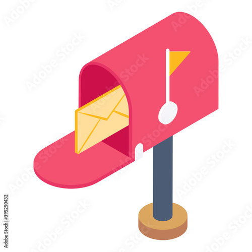 
Envelope with letterbox, editable isometric icon 
