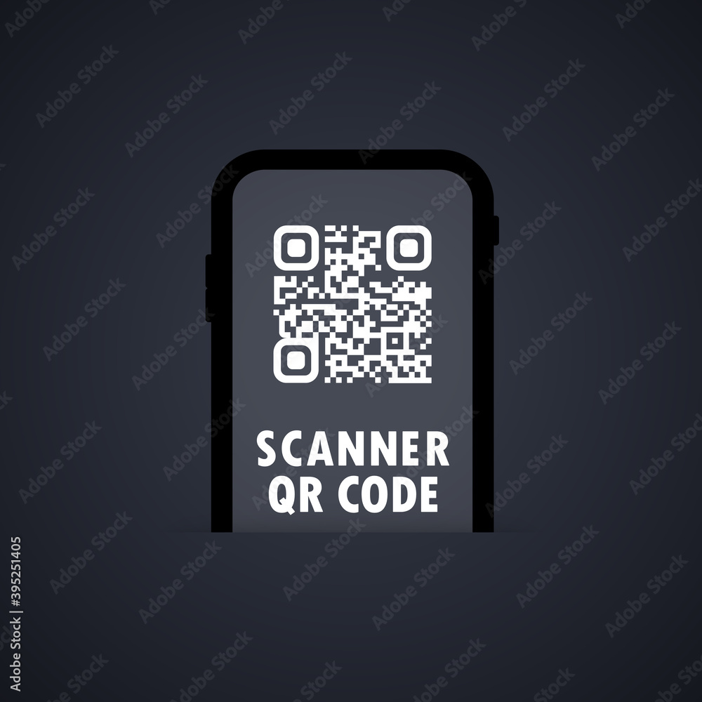 QR scanner. Mobile phone scans QR code. For digital payment concept. Vector on isolated background. EPS 10