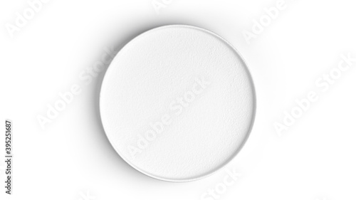 White matte texture plate on a white background. High quality photo