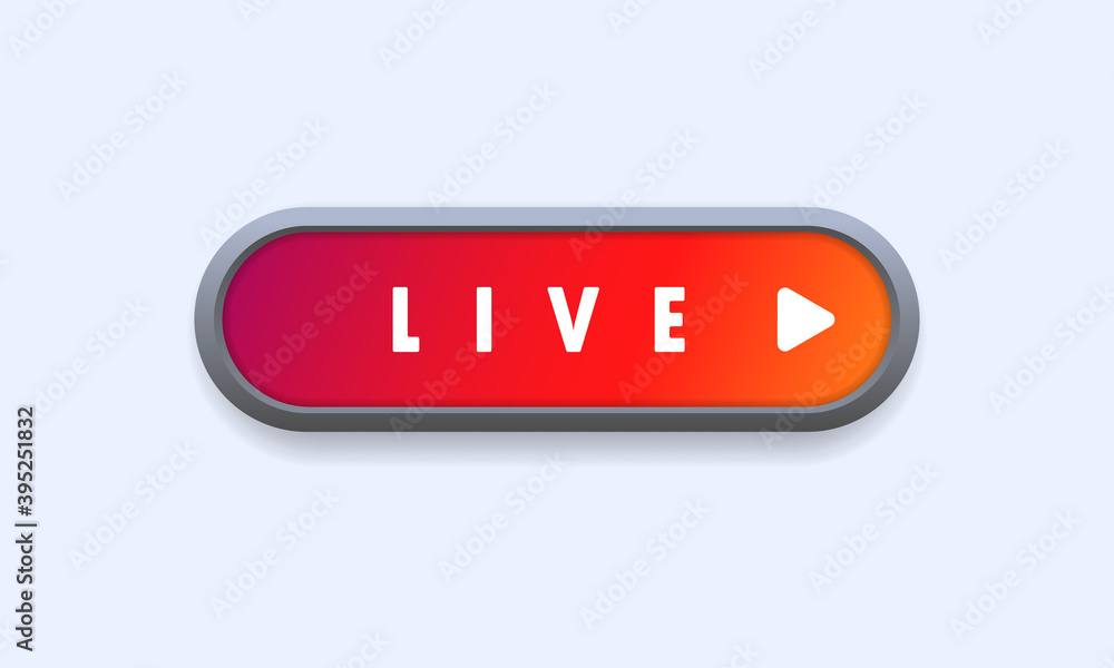 Live button. Live streaming, online webinar, lesson, video tutorial. Vector on isolated white background. EPS 10