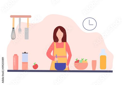 The chef conducts a master class in cooking food, vector graphics