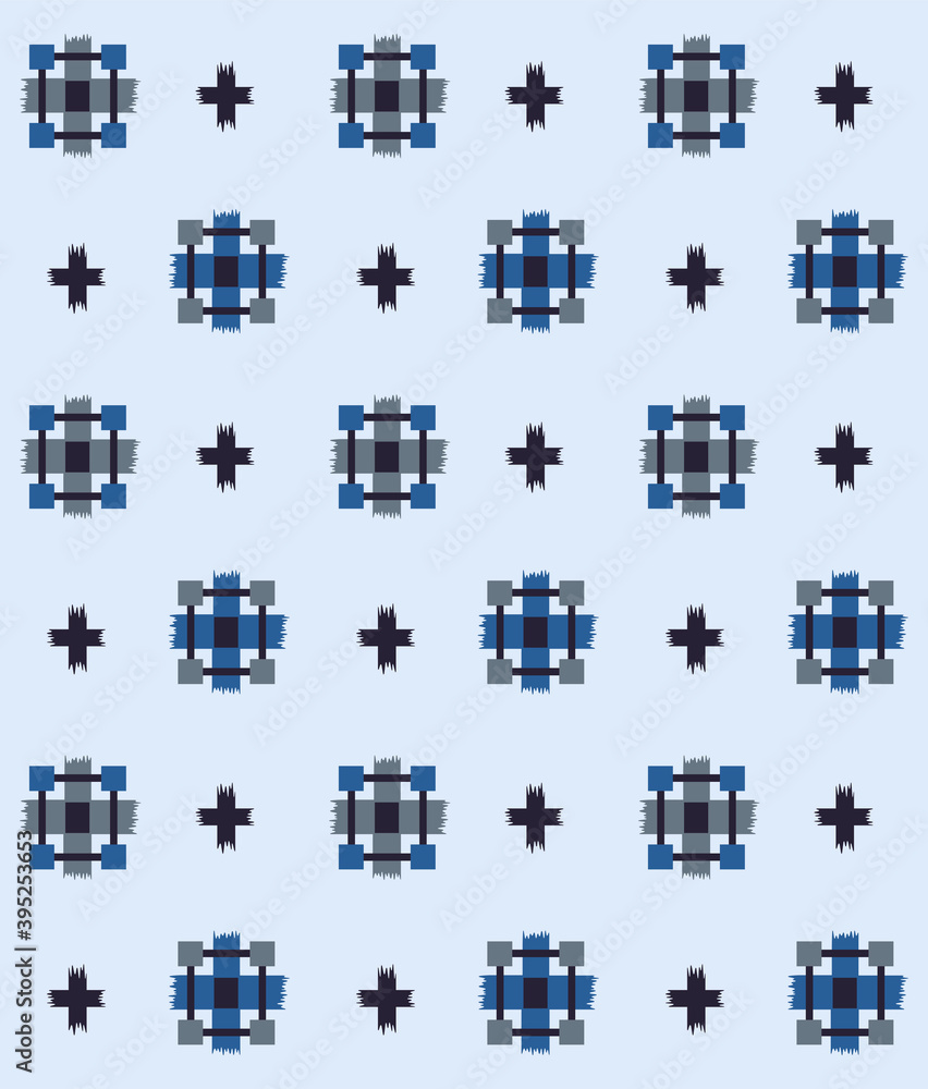 Naklejka premium Japanese Cross Square Vector Seamless Pattern