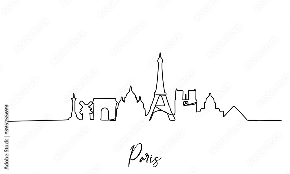 Fototapeta premium Famous city landmark in Europe. Continuous one line drawing. Continuous one line drawing.
