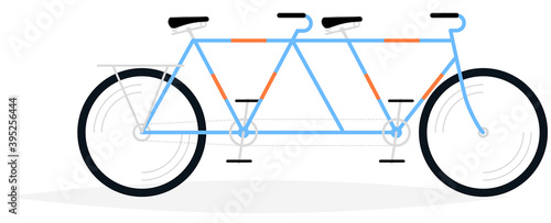 Tandem bicycle for two persons drawing. Vector illustration