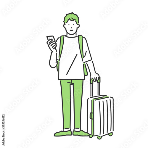 若い男性の一人旅のイラスト素材
