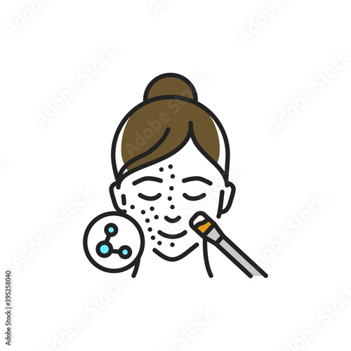 Chemical peeling face color line icon. Pictogram for web page, mobile app, promo.