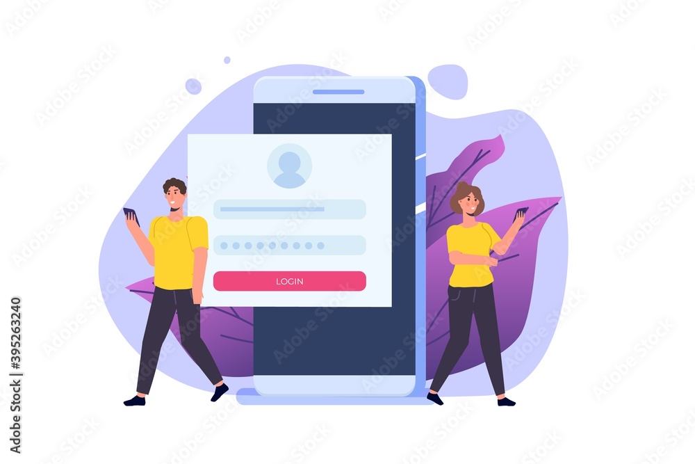 Obraz premium Online registration and sign up, Account authentication concept. Vector UI illustration.