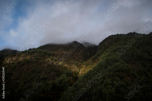 Mountain landscape on a foggy day