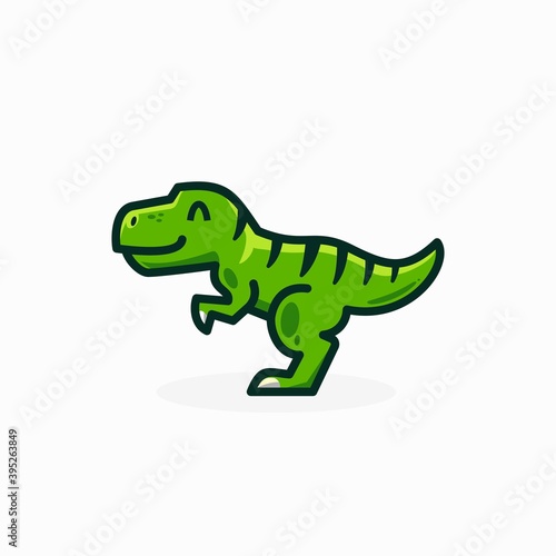 t-rex logo icon, smile tyrannosaurus, Vector illustration of cute cartoon dino character for children and scrap book
