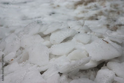 a pile of melting shards of loose ice