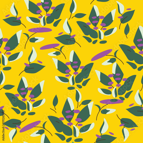 Minimal stylised seamless yellow floral pattern. Modern for paper, fabric, interior, stationary and crafts